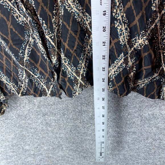 J. Ferrar Top Women 22 Plus Black Geometric Button Up V-Neck Long Sleeve Silk - Picture 5 of 6
